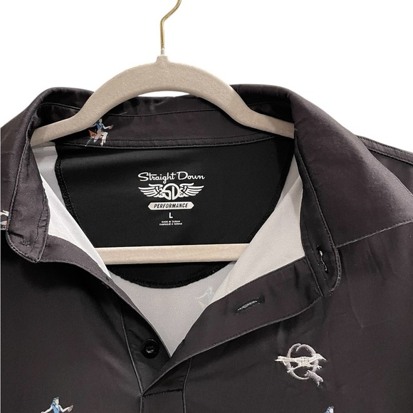 STRAIGHT DOWN Performance Golf Polo Martini Print Size Large - Picture 3 of 7